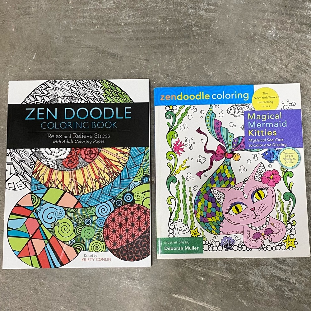 Zen Doodle and Magical Mermaid Kitties Coloring Books